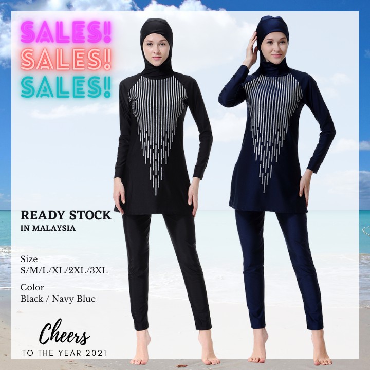 Baju Renang Muslimah Swimsuit Swimwear High Quality H1003 Ready Stock Di Jb Shopee Singapore