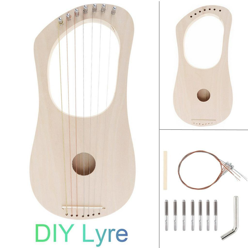 7 Strings Lyre Harp DIY Kit Solid Basswood String Instrument