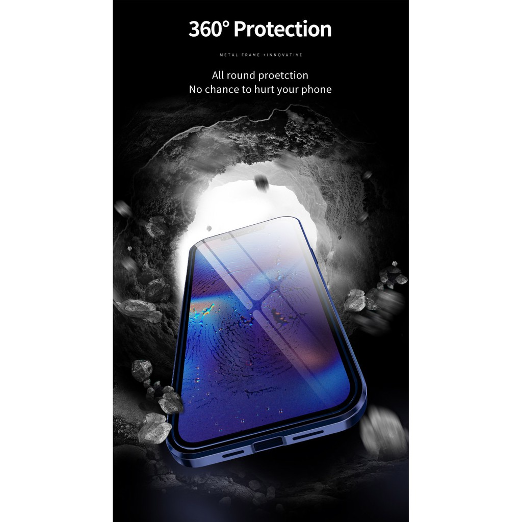 Iphone 12 Pro Max Front Back Tempered Glass Magnetic Case Iphone 12 Mini Iphone 11 Pro Max Cover Shopee Singapore