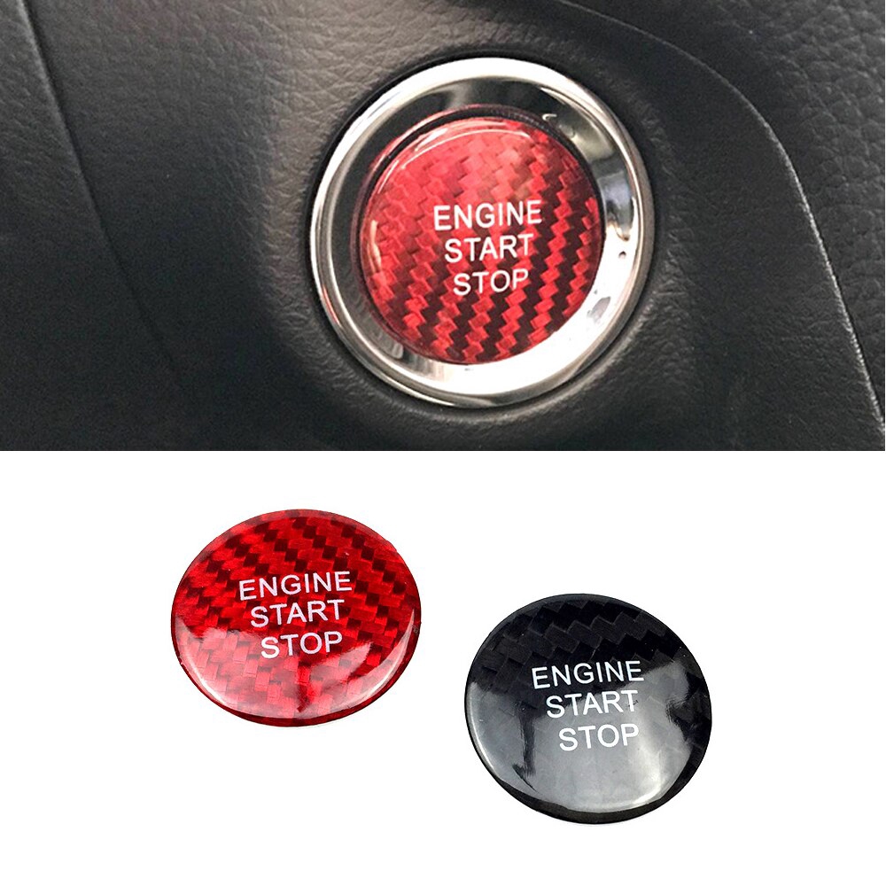 Carbon Fiber Car Engine Start Stop Switch Button Cover Stickers For ...