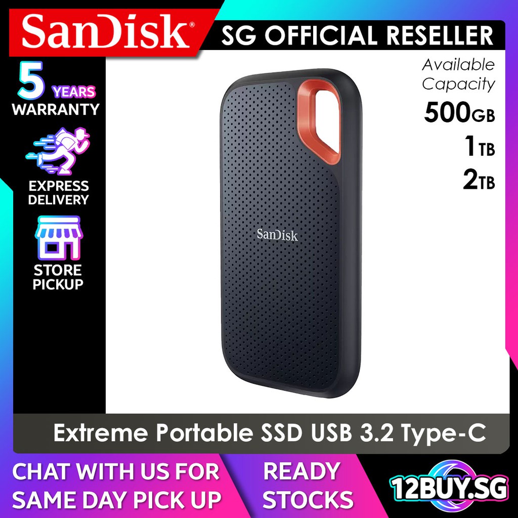 Sandisk Extreme E61 Portable V2 Ssd Read 1050mbs Write Speed 1000mbs 500gb 1tb 2tb 12buy 6401