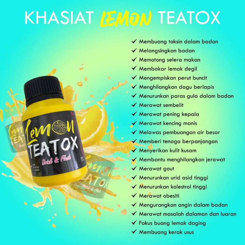 Shop Malaysia Lemon Teatox Original Hq Free Shaker Sudu With Guide Shopee Singapore