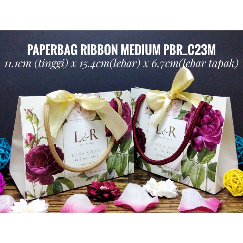 50pcs Paperbag Ribbon M Goodies Kotak Doorgift Kotak Bercetak Bag Bertali Box Printing Wedding Gift Box Shopee Singapore