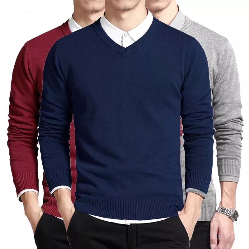 plain v neck sweater