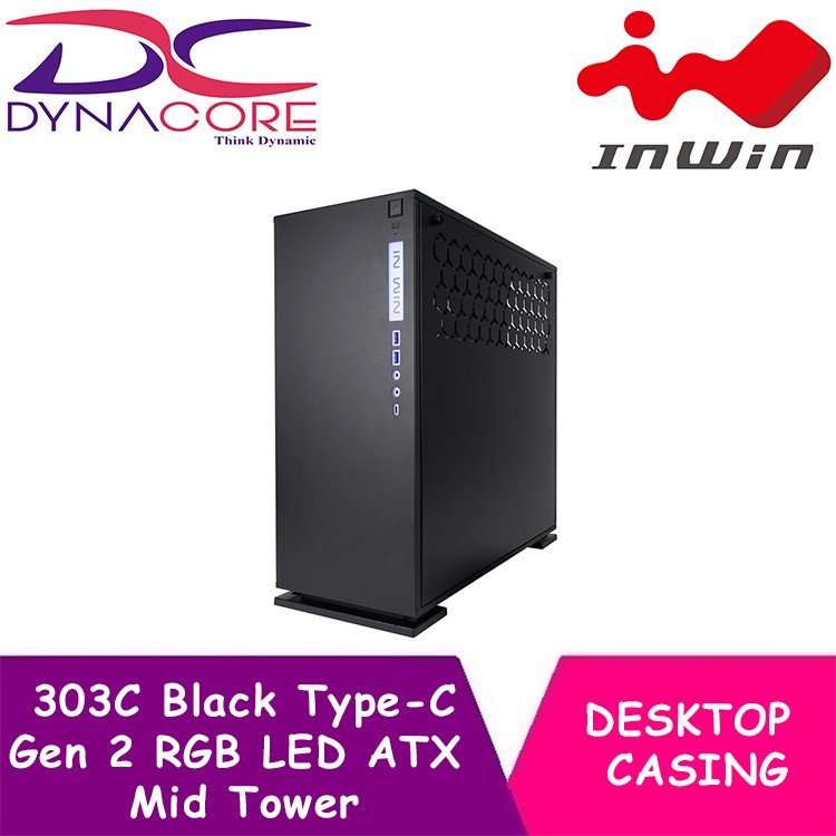 Dynacore Inwin 303c Black Type C Gen 2 Rgb Led Atx Mid Tower With Tempered Glass Computer Chassis Case Shopee Singapore