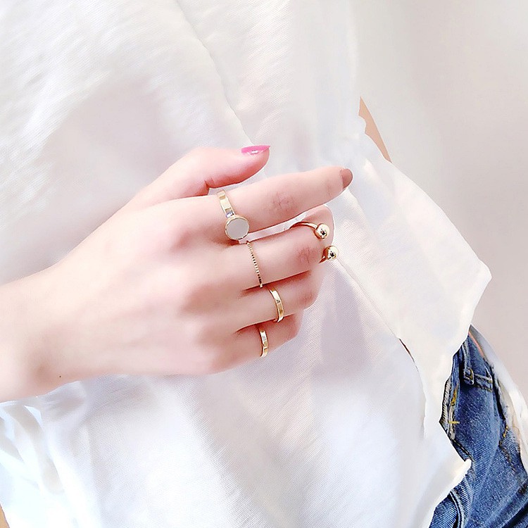 Image of XiaoboACC 2/3/4/5/7Pcs Korean Fashion Geometric Index Finger Rings Ring Set #2