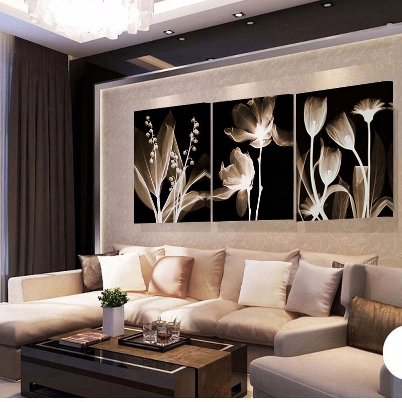 Wall Decoration Canvas Painting Art Abstract White Flowers Home Decor Pictures Ee Singapore - Home Decor Wall Art Painting
