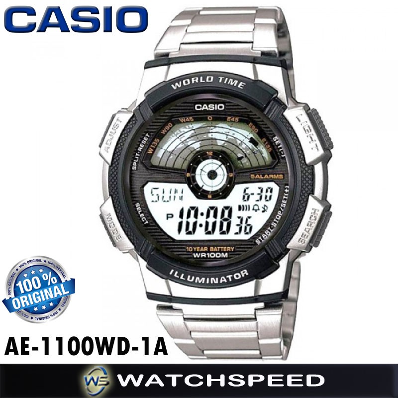 casio world time stainless steel