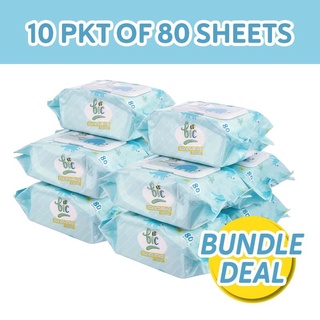BIC BABY WET WIPES BUNDLE Soft, Skin & Pet Friendly (10 Cap Packets x 80 Sheets Each)