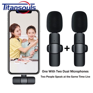 Ready✅ Portable Wireless Lavalier Microphone Mini Microphone For Iphone Android Vlog Live Streaming Gaming Phone Microphone TTS