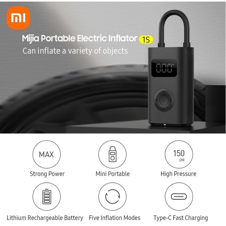 Original Xiaomi Mijia Portable Electric Air Pump 1S with Five Inflation Modes