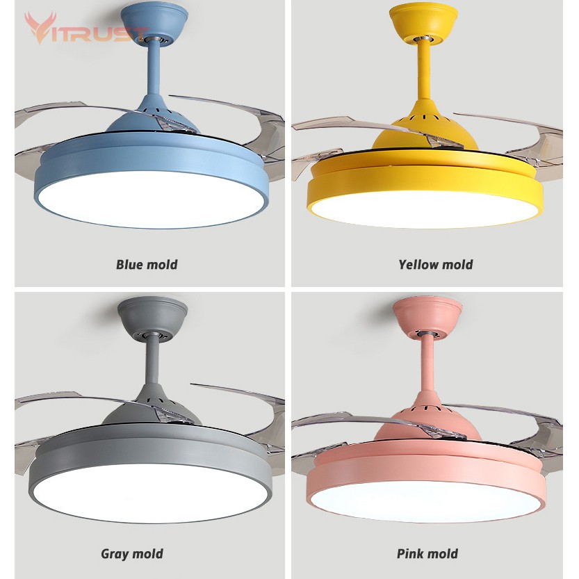 42 Modern Invisible Fan Chandelier With 4 Abs Clear Retractable