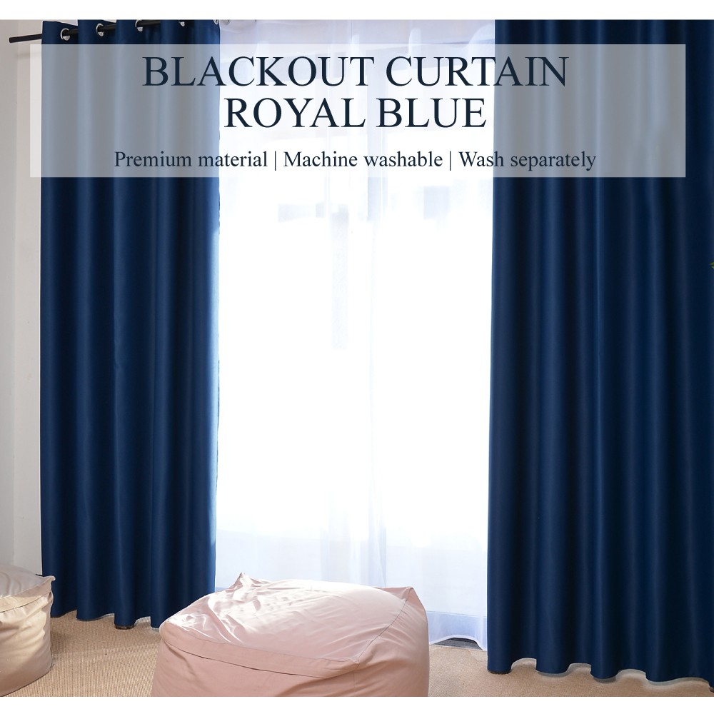 Set Of 2pcs Sunlight Blackout Curtains Eyelet Or Hooks Royal