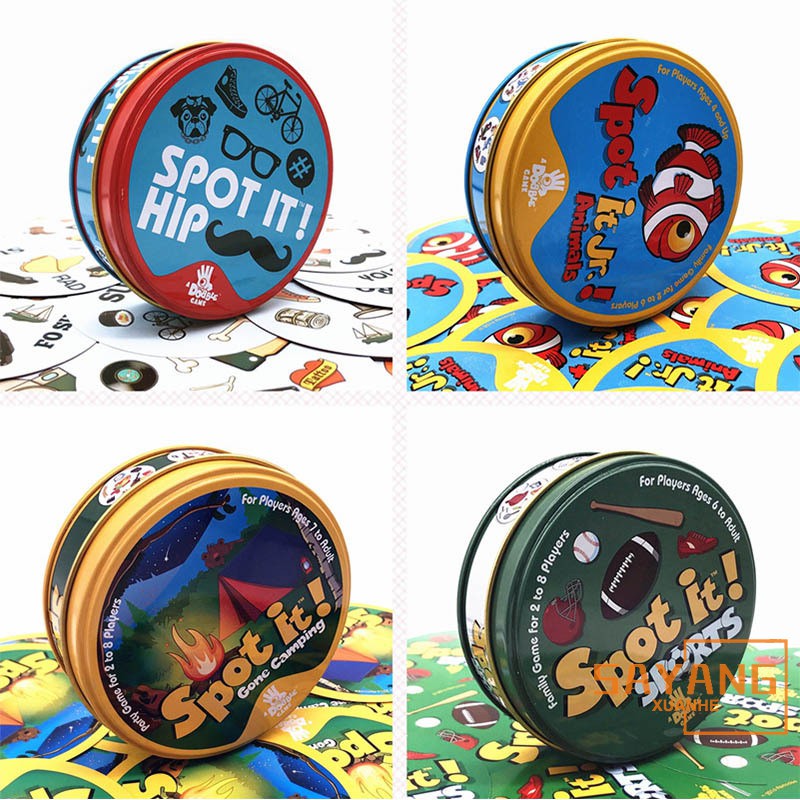 Spot Cards Board Game Metal Box for Family Activities Travel Party