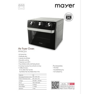 MAYER 24L AIR FRYER OVEN MMAO24 | Shopee Singapore