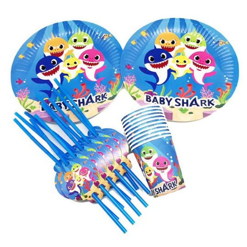 Babyshark paper Plates/paper Plates/cups 10pcs Shopee Singapore