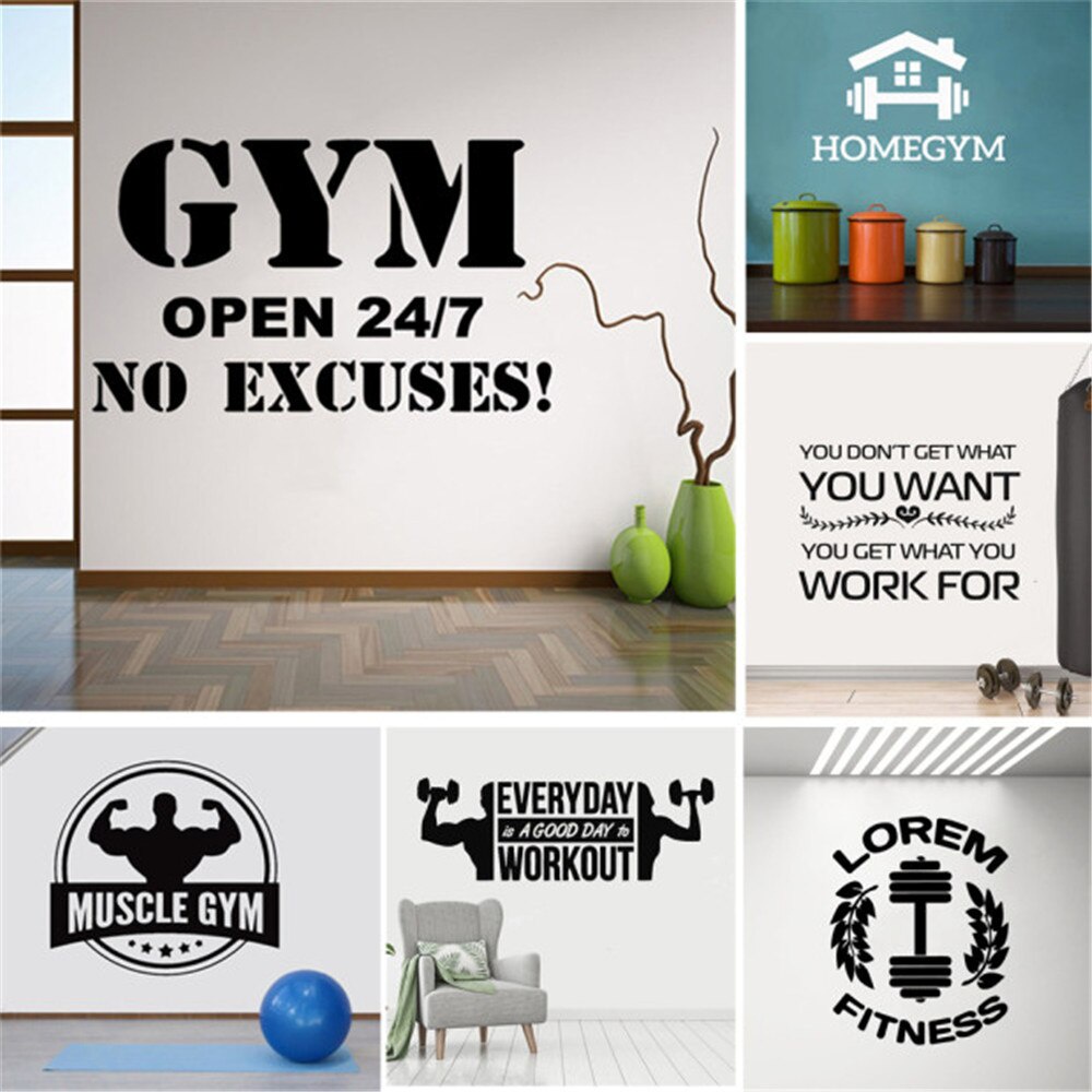 Hot Sale Gym Decal Frase Wall Stickers For Gym Fitness Room Motivation