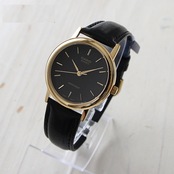 Original Casio Mtp 1095q 1a Men Black Leather Gold Analog Casual Watch Shopee Singapore