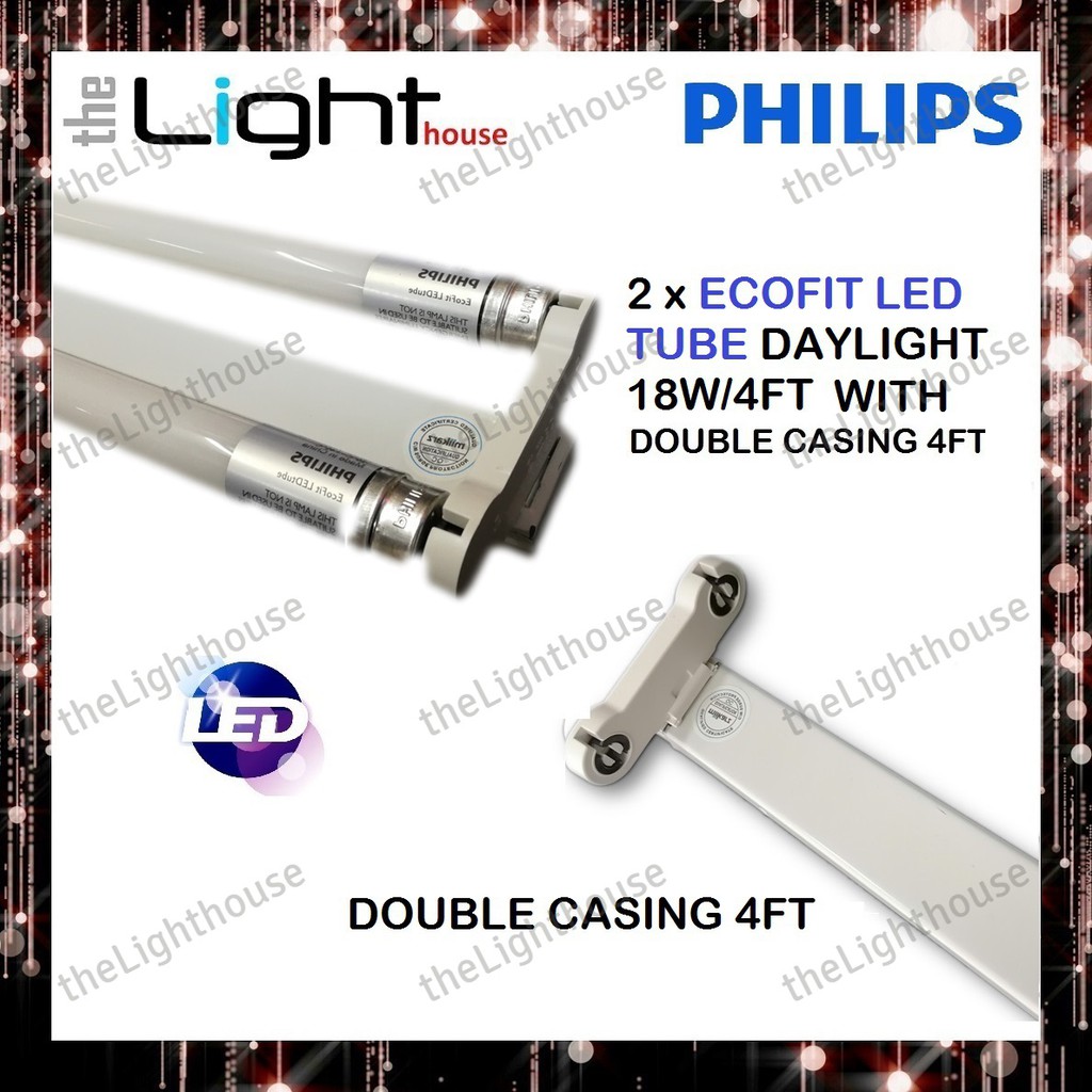 2set X Philips 4ft 18w Ecofit T8 Glass Led Tube C W Double Casing Lampu Panjang Lampu Led Lampu Kalimantang Shopee Singapore