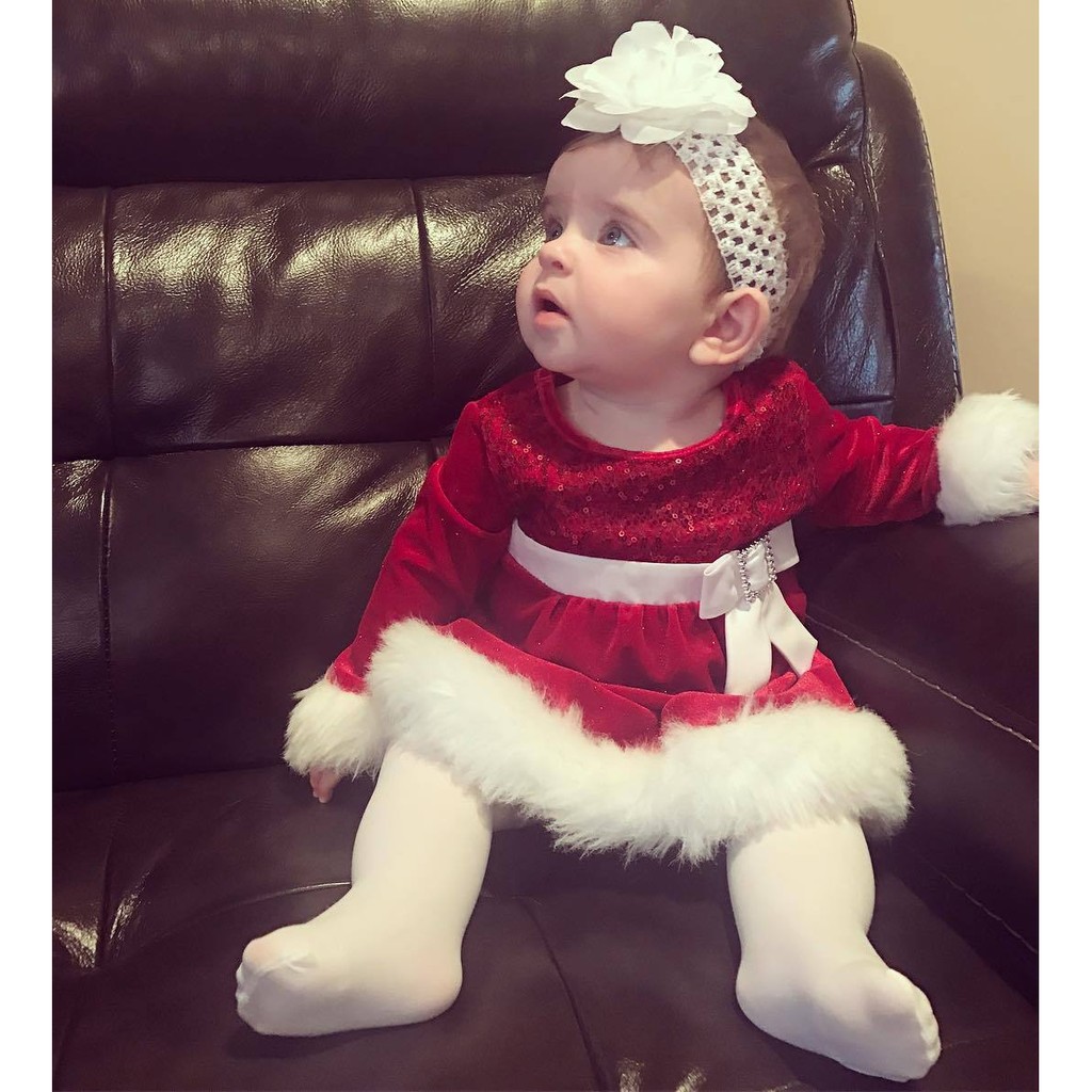 cute baby girl in red frock
