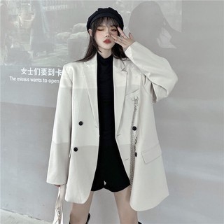 Bella High street elegant temperament chain blazer women autumn loose double breasted blazers casual female korean fashion outwears Bella High street elegant temperament chain blazer women autumn loose double breasted blazers casual female korean fashion outwears