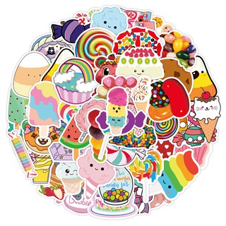 50pcs Colourful Candy Sticker Cute Sticker Cartoon Waterproof Vinyl Graffiti Sticker Diy Journal Scrapbook Laptop Stickers Stationery #1