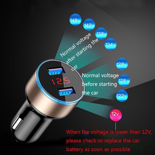 Ready Stock Car Charger 5V 3.1A Quick Charge Dual USB Port LED Display Cigarette Lighter Phone Adapter