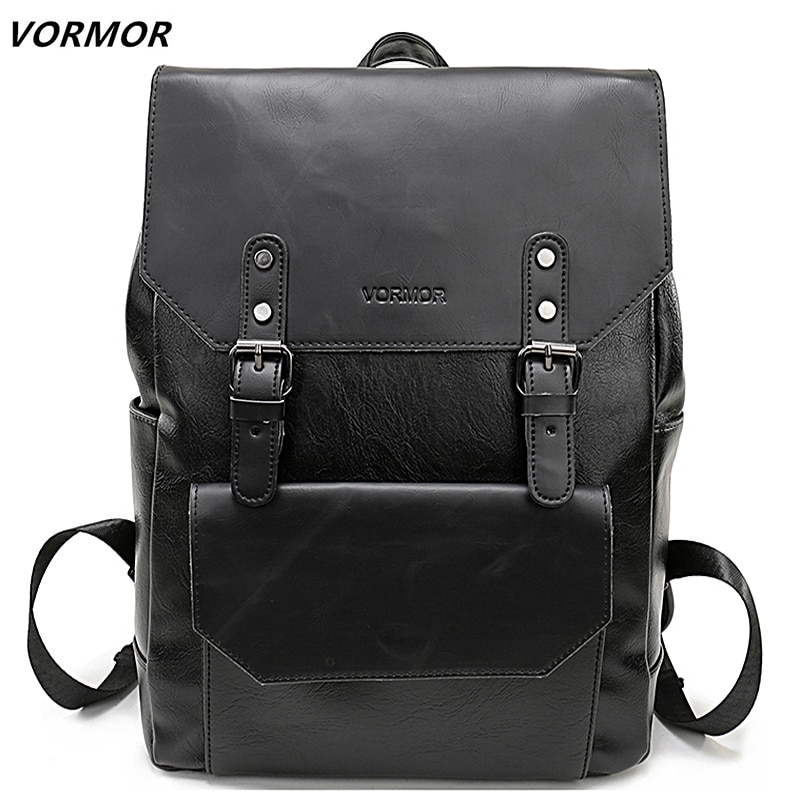 leather backpack black mens