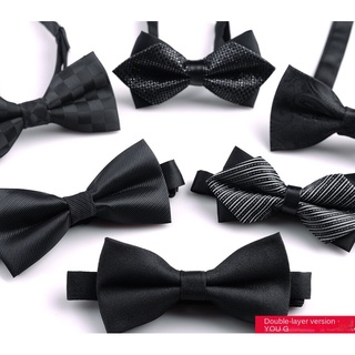 Men Black Bow Tie Groom Wedding Korean Version Solid Color Gift Box For Best