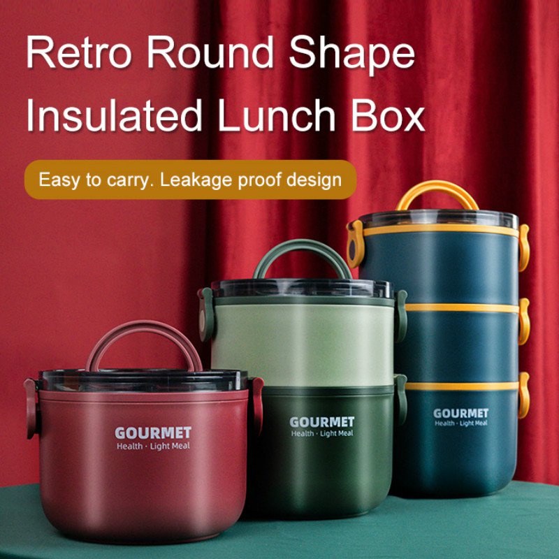 retro round insulated lunch box