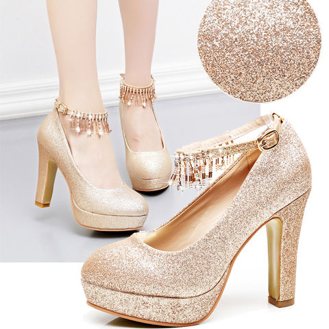 bridesmaids shoes gold
