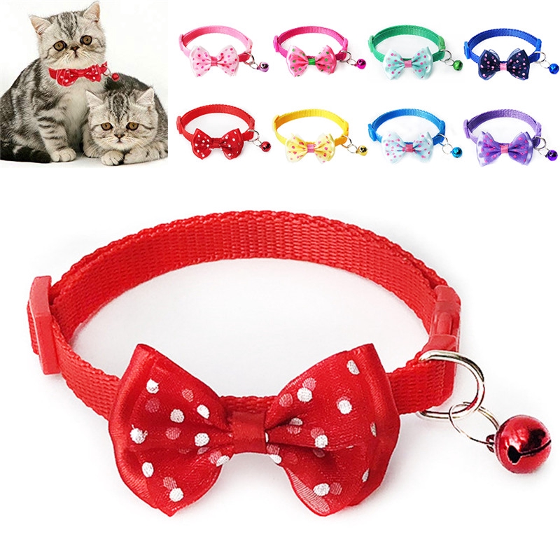Adjustable Cat Collars Cute Bowtie with Bell Safety Identification
