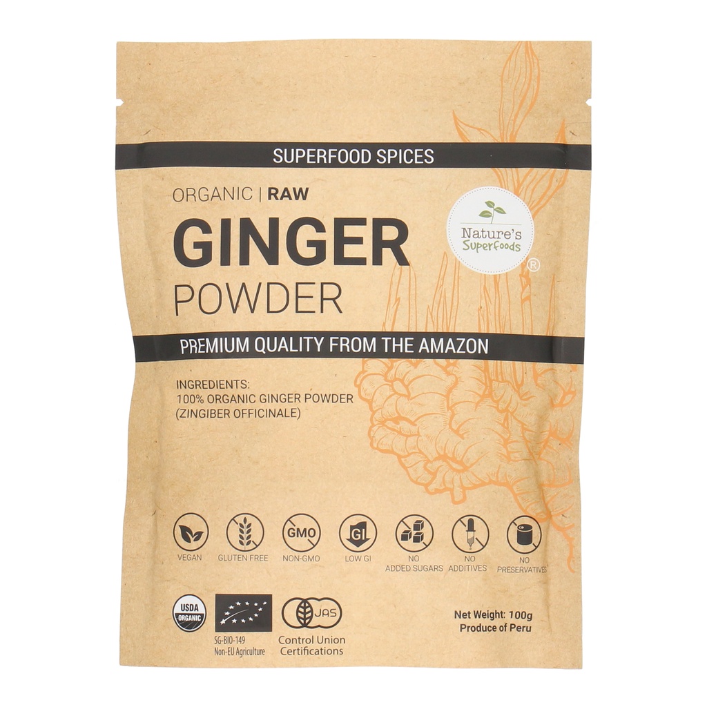 Nature's Superfoods Organic Raw Golden Ginger Powder (Peruvian) 100g