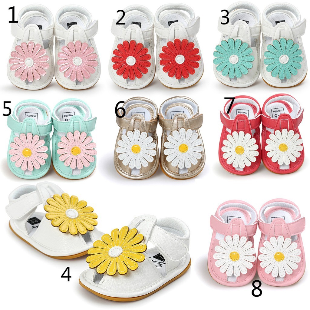 2022 New girl sun flower summer sandals baby shoes soft bottom rubber soles