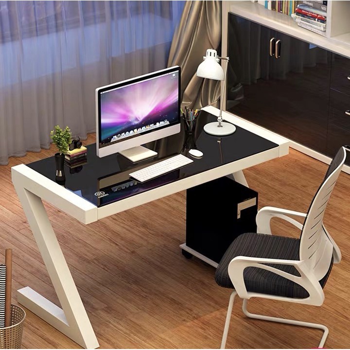 UMD Tempered Glass Top Study Table Study Desk Computer Table with