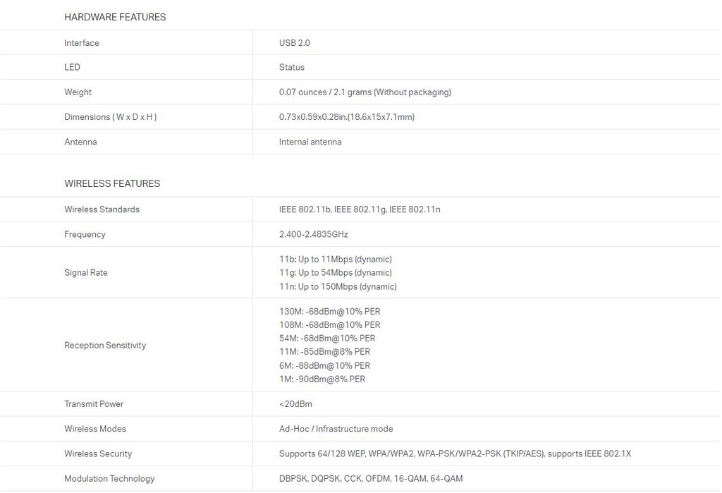 TPLink TLWN725N 150Mbps Wireless N Nano USB Adapter, Black (3 YEARS