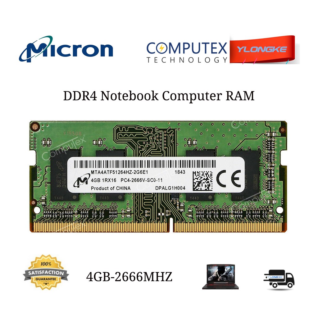 Crucial Micron 4GB/8GB/16GB DDR4 Notebook RAM SODIMM 2400Mhz 