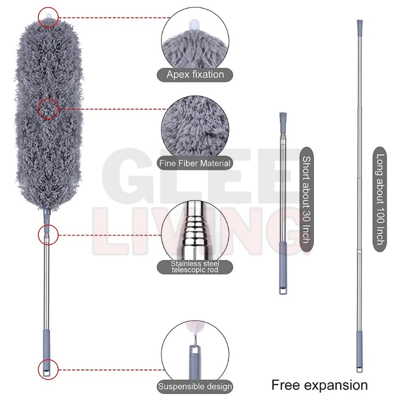Microfiber Duster Cleaning Kit With 100 Inch Telescoping Extension Pole, Reusable Bendable ずっと気になってた