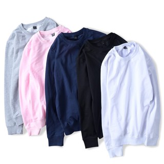 Image of Unisex Cotton Plain Sweatshirt Men & Women Sweater Couple wear Pullovers Long Sleeve Tops Plus Size XXS 4XL
