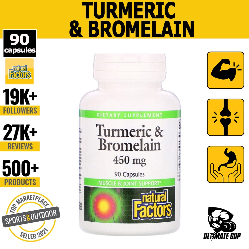 Natural Factors, Turmeric & Bromelain, Muscle & Joint Support, Support