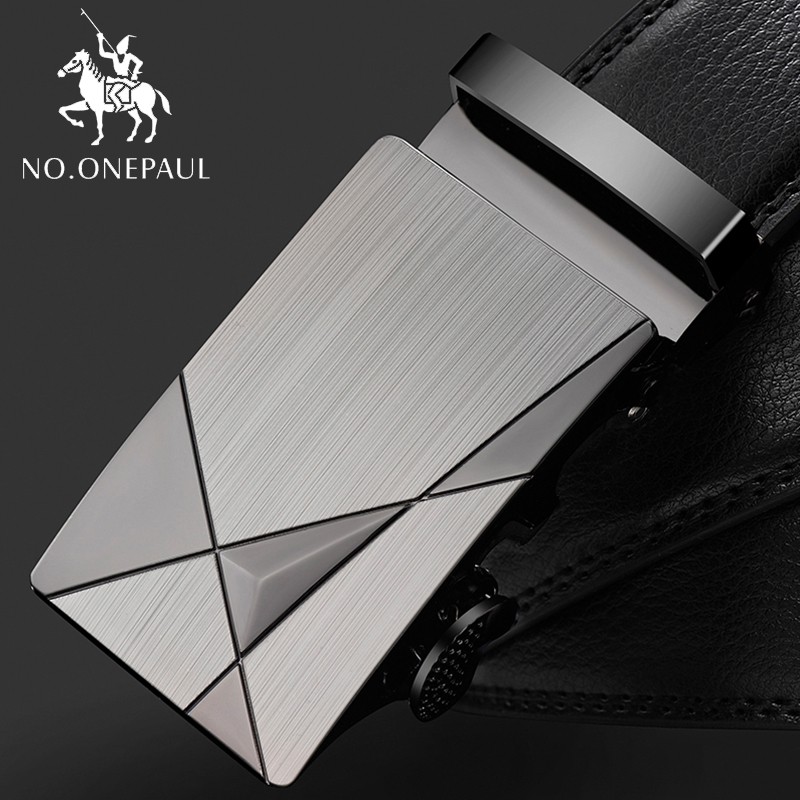 Image of NO.ONEPAUL 12 Simple Leather Belt Men Automatic Buckle Strap Fashion Waist Genuine Leather Belt #1