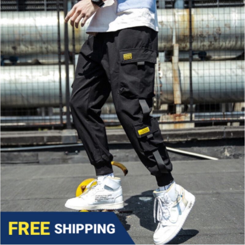 Summer Pants Men Casual Black High Waist Loose Male Trousers Korean Style Men Pants Shopee Singapore