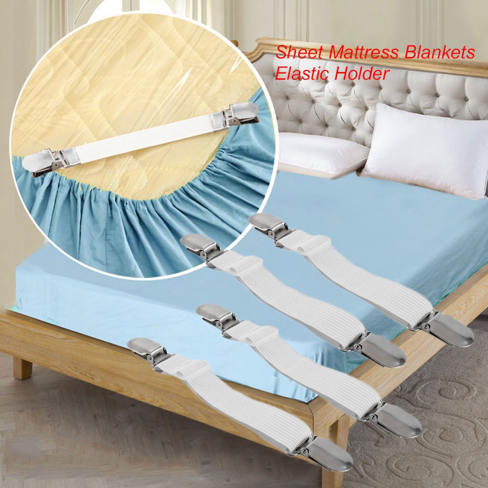 4 Pcs Bed Sheet Mattress Blankets Elastic Holder Non Slipping Gripper ...
