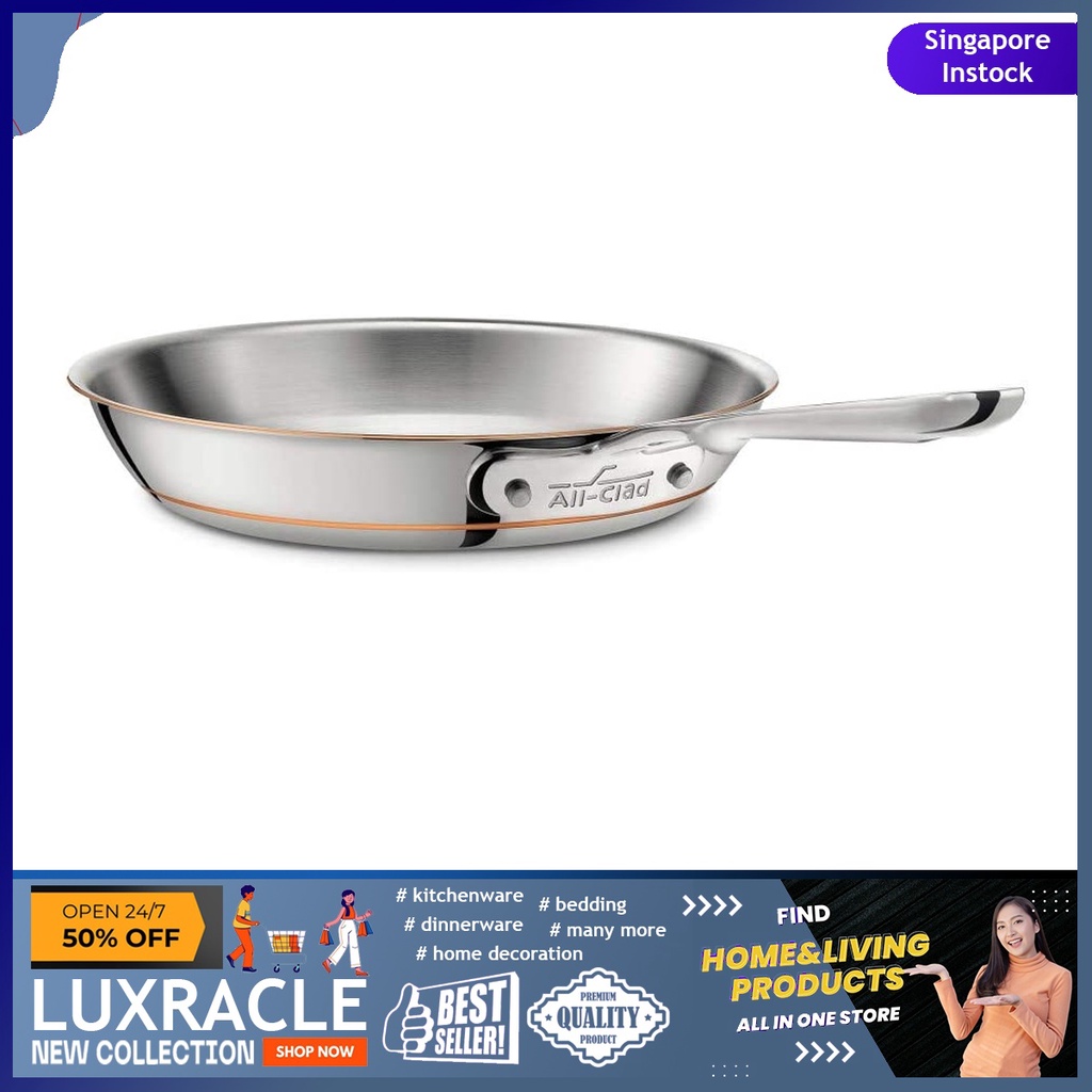 sg stock] All-Clad 6108SS Copper Core 5-Ply Bonded Dishwasher Safe Fry Pan  Cookware, 8-Inch, Silver Shopee Singapore
