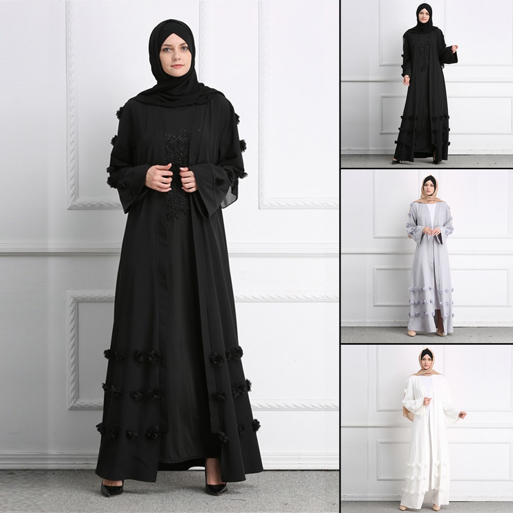 Lace Flower Muslim Islam Kafan Hijab Dress | Shopee Singapore
