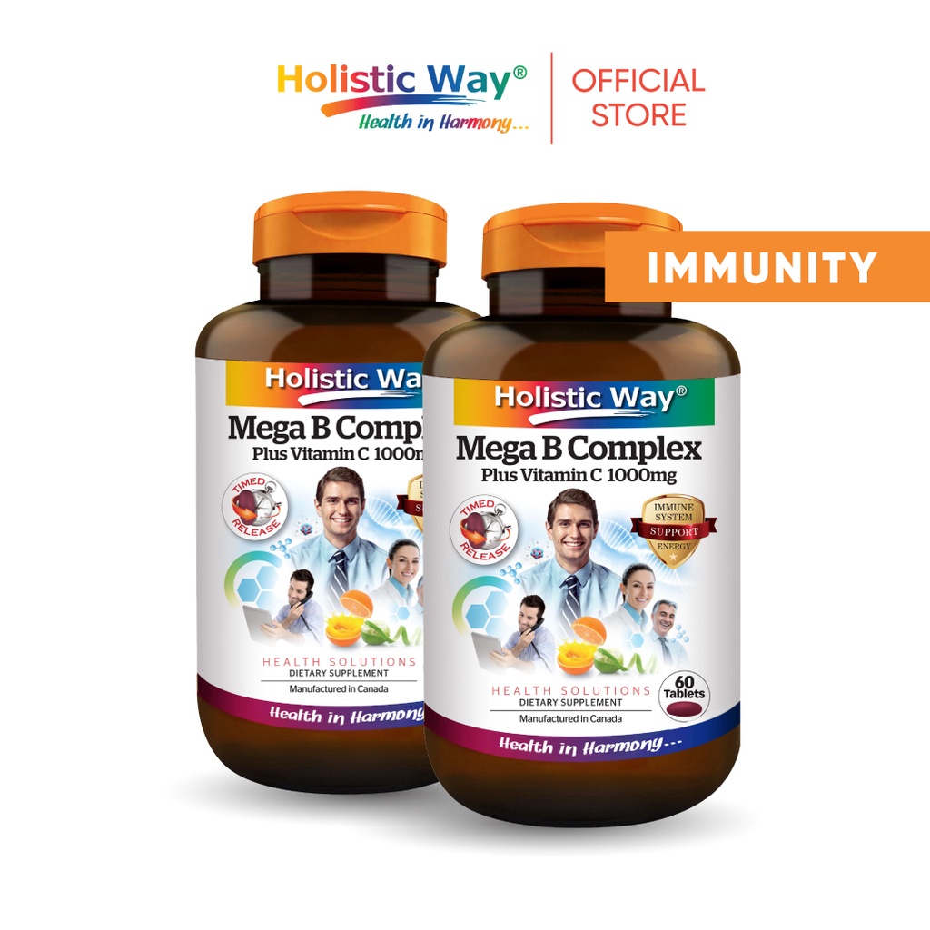 [Bundle Of 2] Holistic Way Mega B Complex Plus Vitamin C 1000mg (2 X 60 ...