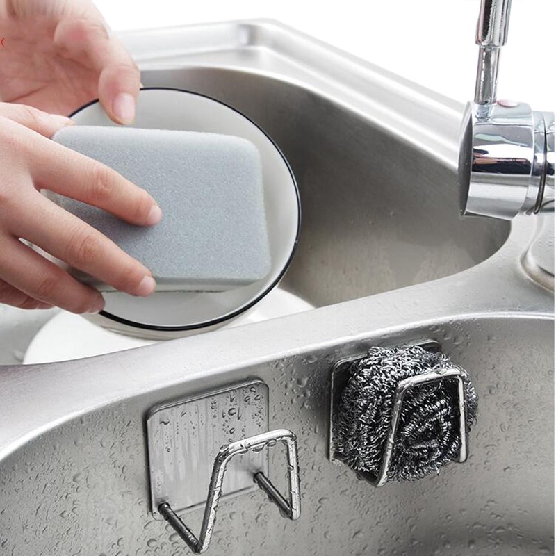 Kitchen Stainless Steel Sink Sponges Holder Sponge Caddy Self Adhesive Drain Drying Rack Accessories Organizer Ee Singapore - Bathroom Sink Drain Adhesive