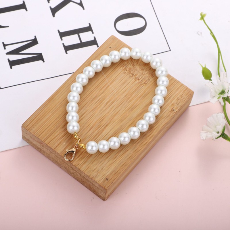 Image of KING 5Pcs Faux Pearl Wristlet Chain Strap for Wallet White Pearls Wristlet Lanyard Keychain Hand Straps Kit For Purse Keys #8