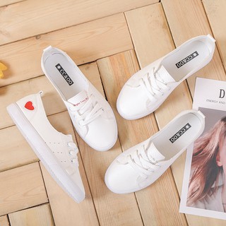 Image of women's casual white shoes girls kids ladies love heart korean style fashion breathable sneakers