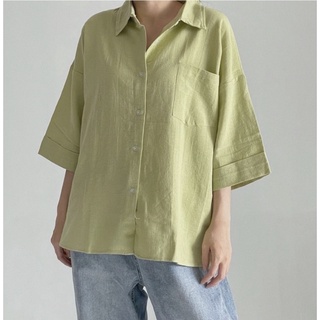 KEMEJA Sivali Single Pocket Linen Shirt - Oversized Linen Shirt - Women's Top 992